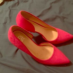 Pink Faux Suede Stilettos